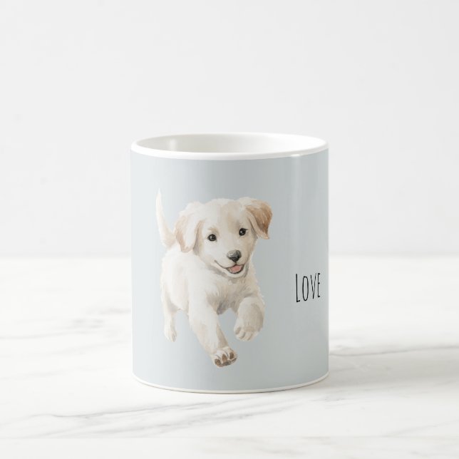 Blå Vit Glad Hund Kaffemugg (Center)
