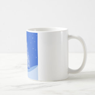 Blå Vit Glad Julgran Stjärnor Nattljus Kaffemugg
