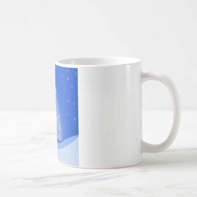 Blå Vit Glad Julgran Stjärnor Nattljus Kaffemugg (Höger)