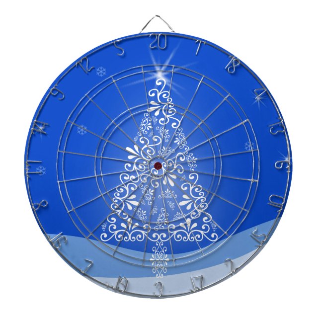 Blå vit God jul Träd Stars nattljus Piltavla (Framsidan)