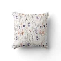 Blå Vit Grå Brun Beige Vilda Blommor Boho