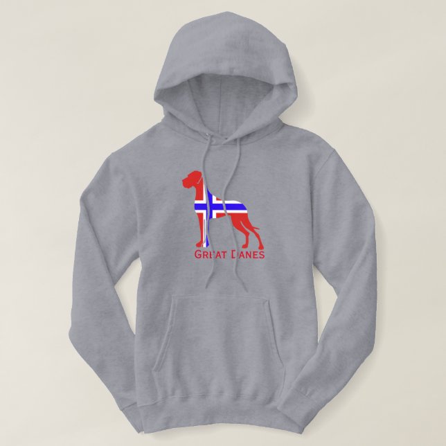 Blå vit Grand Danois Hoodie (Design framsida)