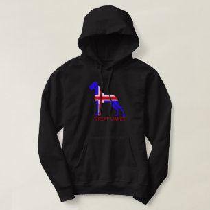 Blå vit Grand Danois Hoodie