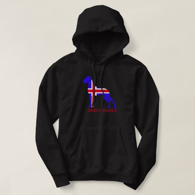 Blå vit Grand Danois Hoodie (Design framsida)