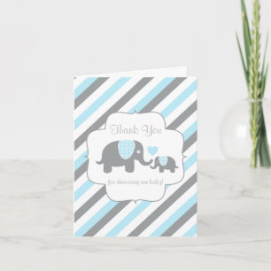 Blå, vit Grått Rand Elephant Tack Kort