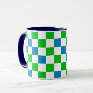 Blå Vit Grön Rutig Design Mugg