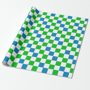 Blå Vit Grön Rutig Design Presentpapper