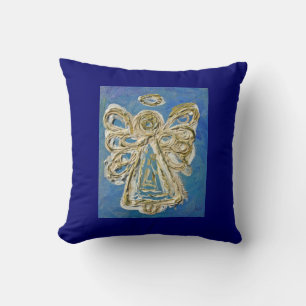 Blå, vit, Guld Angel Decorative Dekorativ kudde