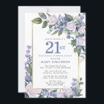 Blå vit Guld Blommigt 21:a födelsedag Inbjudningar<br><div class="desc">Ät en speciell kvinna med denna elegant och kvinnlig 21: a födelsedagsmattens inbjudan. 21:a är skriven i stor blå text. Födelsedagsfirandet följer. Gästgästens namn ligger också i blå huvudstad brev. Återstoden av texten är mjukt grått. Information om födelsedagsfirandet omges av en chic guld ram som är dekorerad med vit ros...</div>