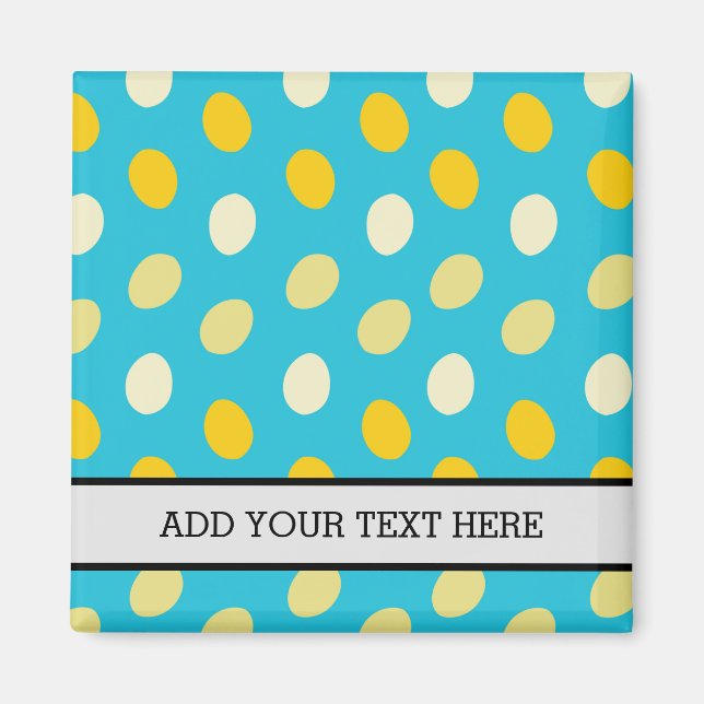 Blå vit Gult Färgstarka ägg från fågelart Magnet (Framsidan)