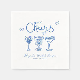 Blå vit handritad retro bröllopsfest pappersservett