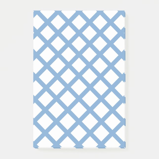 Blå Vit Harlekin Diamant Randigt Mönster Post-it Block (Framsida)