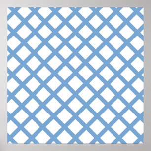 Blå Vit Harlekin Diamant Randigt Mönster Poster