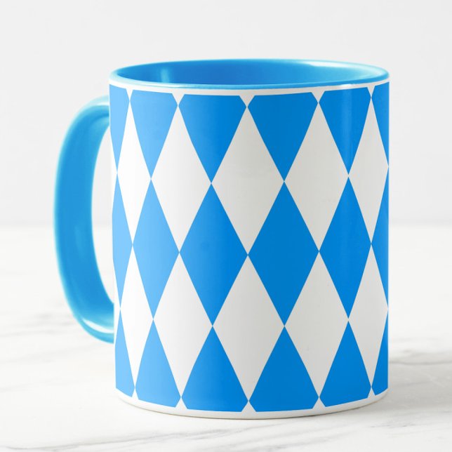 Blå vit Harlequin-Checkers Mugg (Skapare uppladdad)