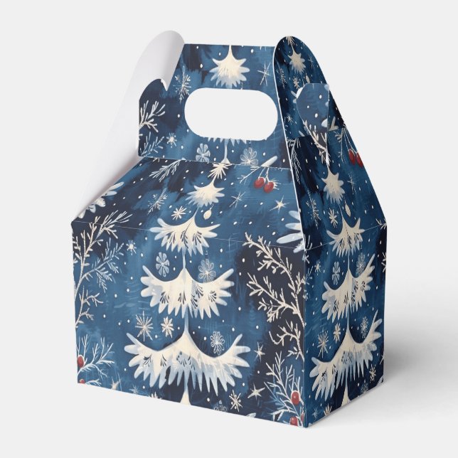 Blå vit Helgdag-gåva från Julgran Presentaskar (Framsidan Sidan)