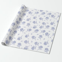 Blå & Vit Hortensia Botanisk Toile-mönster