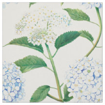 Blå Vit Hortensia Trädgårdsmönster