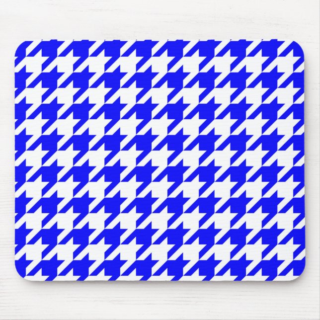 Blå-vit Houndstooth-ruta Musmatta (Framsidan)