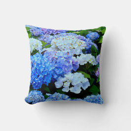 Blå-vit Hydrangea Flowers-SQUARE PILLOW Kudde