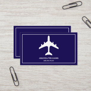 Blå Vit Jetflygplan Flygbolag Flygplan Pilot Visitkort