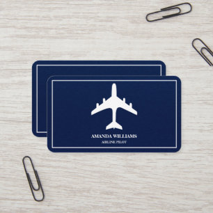 Blå Vit Jetflygplan Flygbolag Flygplan Pilot Visitkort