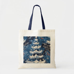Blå vit Julgran Helgdag Tote Bag Tygkasse