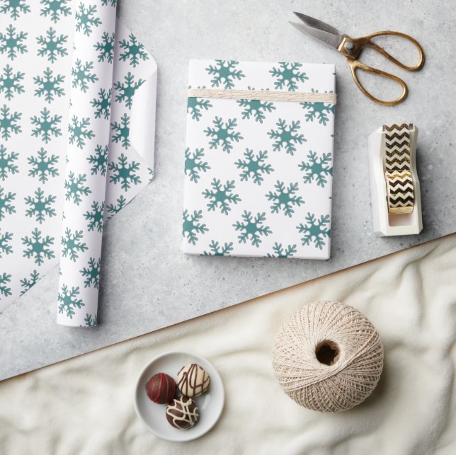 Blå Vit Julsnöflingemönster Högtid Presentpapper (Hantverk)