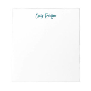 Blå Vit Kalligrafi För Ditt Namn Unik Minimalistis Anteckningsblock