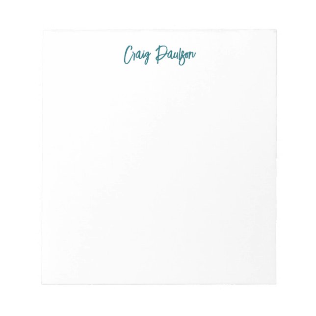 Blå Vit Kalligrafi För Ditt Namn Unik Minimalistis Anteckningsblock (Framsida)