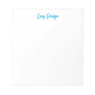 Blå Vit Kalligrafi Unik Minimalistisk Namnskylt Anteckningsblock