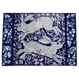 Blå, vit kanin Blommigt Tile Design Dedham Delft