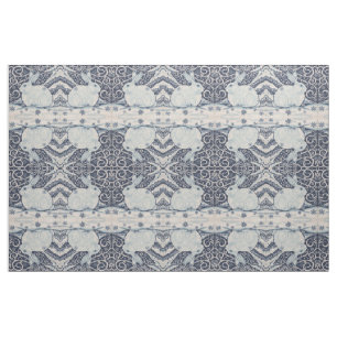 Blå vit kanin Designer Fabric Vinterjul Tyg