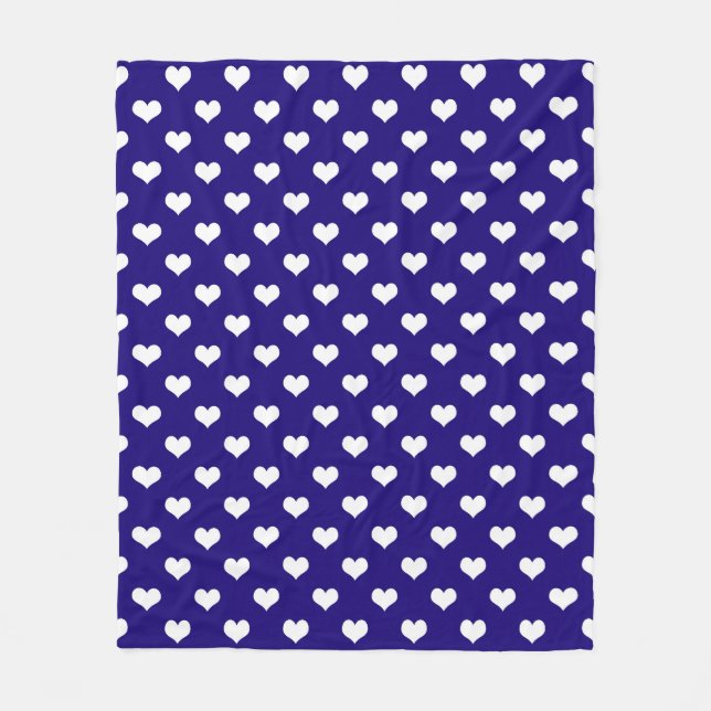 Blå vit Kärlek Heart Mönster Design Fleecefilt (Framsidan)