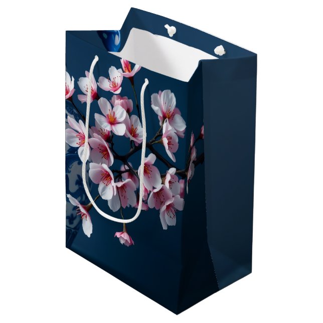 Blå Vit Körsbärsblomma  Burk Tidlös Lyx (Framsidan Vinklad)