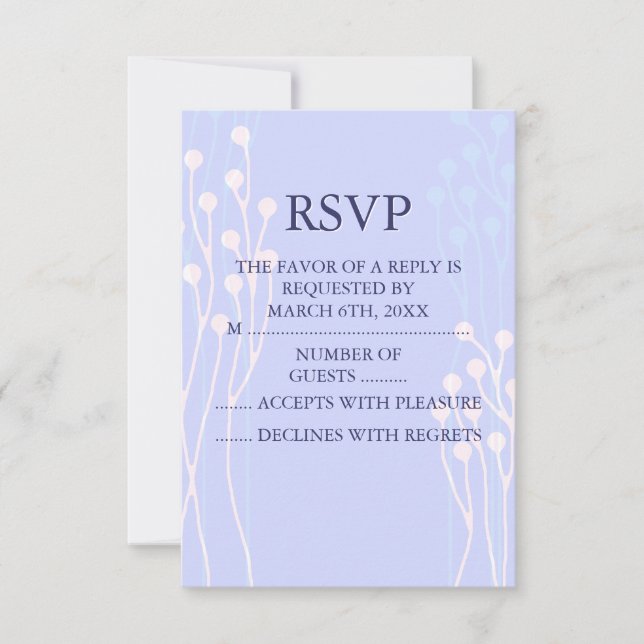Blå & Vit Kvist Design RSVP OSA Kort (Framsida)