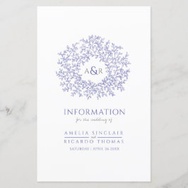 Blå vit löv, bröllop gästinformation
