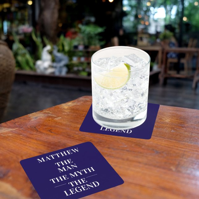 Blå vit man myt legend singel underlägg papper kvadrat (Skapare uppladdad)