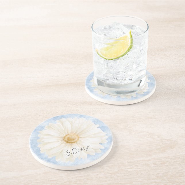 Blå Vit Margareta Blomma Underlägg (Sidan)