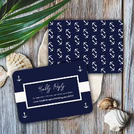 Blå Vit Marin Mönster Webbplats Bröllop RSVP Tilläggskort