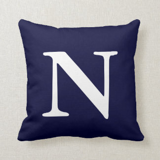 Blå vit marinvit monogrammed N Dekorativ kudde