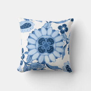 Blå vit marockansk paisley Modern Löv Mönster Kudde