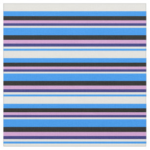 Blå, vit, Midnight Blue, Plum & Black Färgad Tyg