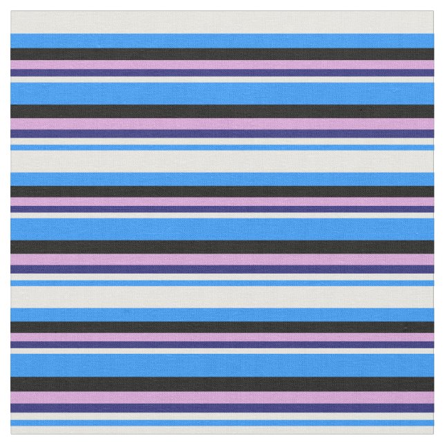 Blå, vit, Midnight Blue, Plum & Black Färgad Tyg (Närbild)