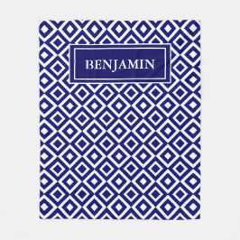 Blå vit modern geometrisk Mönster personalize Fleecefilt