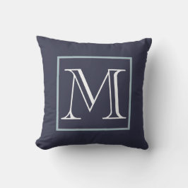 Blå vit monogram kudde