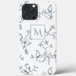 Blå vit Monogram Simple Bird Mönster