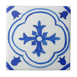 Blå vit mönstrad Medelhavsfärg Kakelplatta