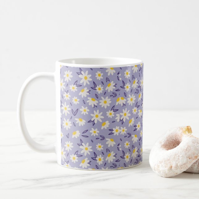 blå, vit och gul ros kaffemugg (Med munk)