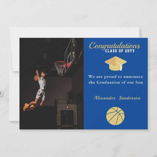 Blå Vit och Guld Basketboll examen  Meddelande (Framsida)