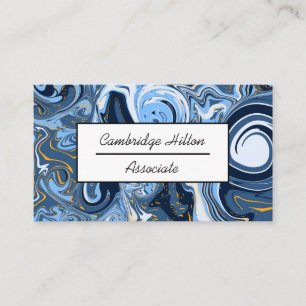 Blå, vit och Guld Marble Swirls Business Visitkort